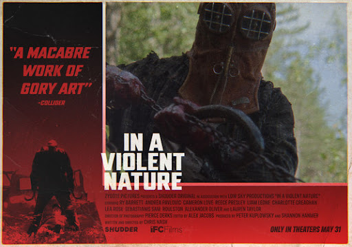 A lobby card for Neo-slasher film In a Violent Nature